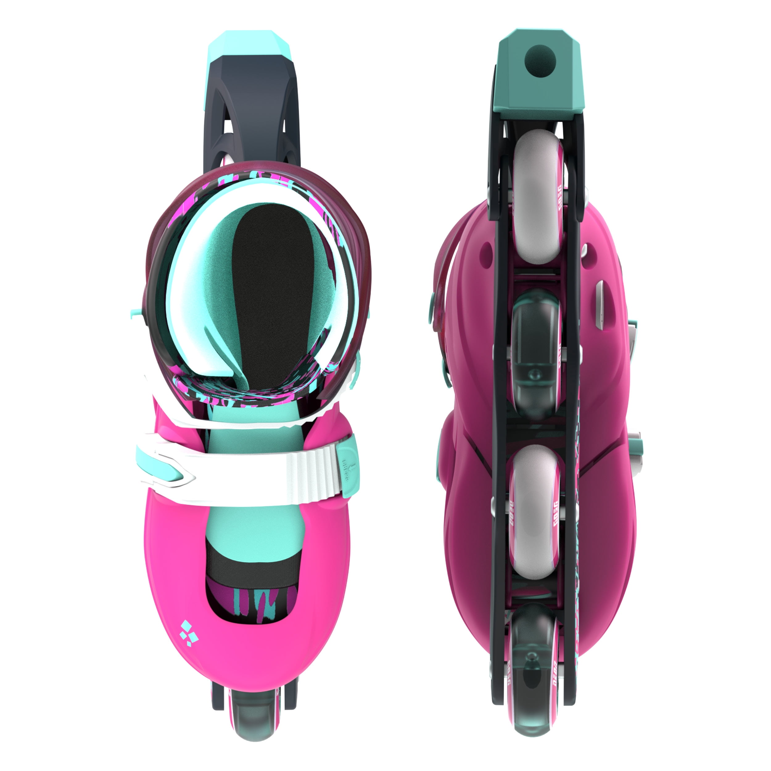 Yvolution Neon Kids Inline Skates - Girls, Size 12-2 Adjustable, One Pair, Pink and Green