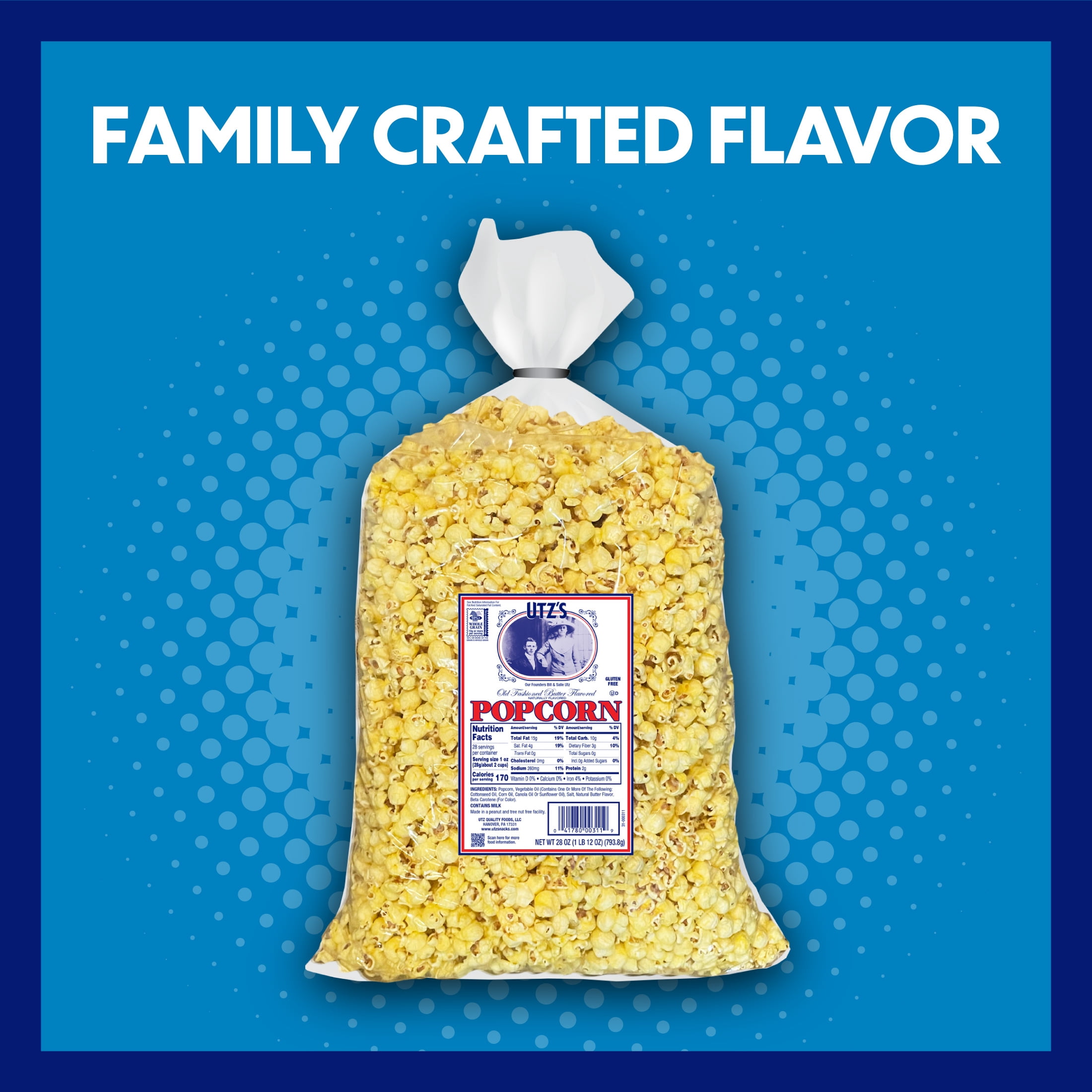 (2 pack) Utz Old Fashioned Butter Flavored Popcorn, 1 lb Bag