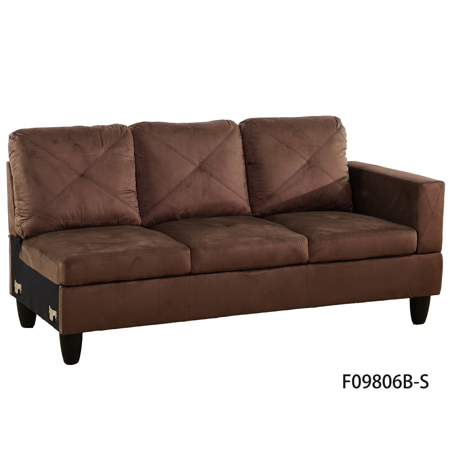 Hommoo Sofa Set,Classic L-Shaped Design with Right Armrest for Living Room,Microfiber Living Room Sofa Set,Brown
