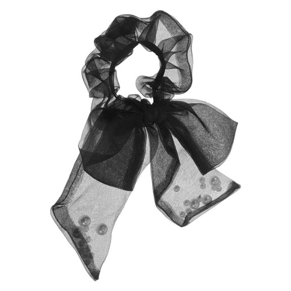 KONTONTY Women Hair Ties Scrunchies 1Pack for Everyday Use Black Bow and Ribbon Shape