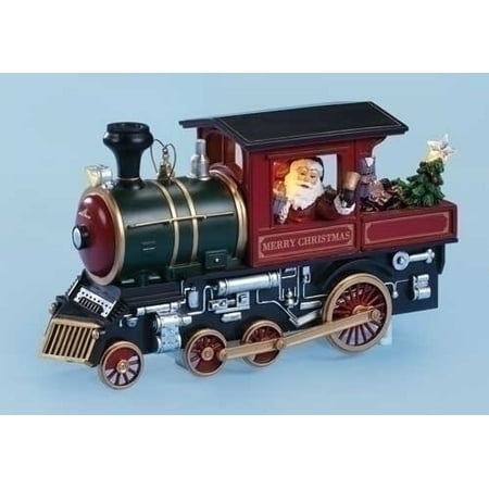 Santa Claus Train - Santa Claus Riding a Train Musical Light Up Christmas Figurine