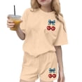 thumbnail image 2 of ATOGUTA Teen Outfits For Girls Kids Short Sleeve T-Shirts Elastic Waist Shorts Casual Summer 4th of July Clothing Sets Size 3T-15, Beige, 2 of 6