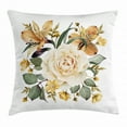 thumbnail image 1 of Rose Throw Pillow Cushion Cover, Romantic Floral Arrangement Bridal Bouquet Corsage Spring Wedding Theme, Decorative Square Accent Pillow Case, 20 X 20 Inches, Pale Orange Cream Green, by Ambesonne, 1 of 2