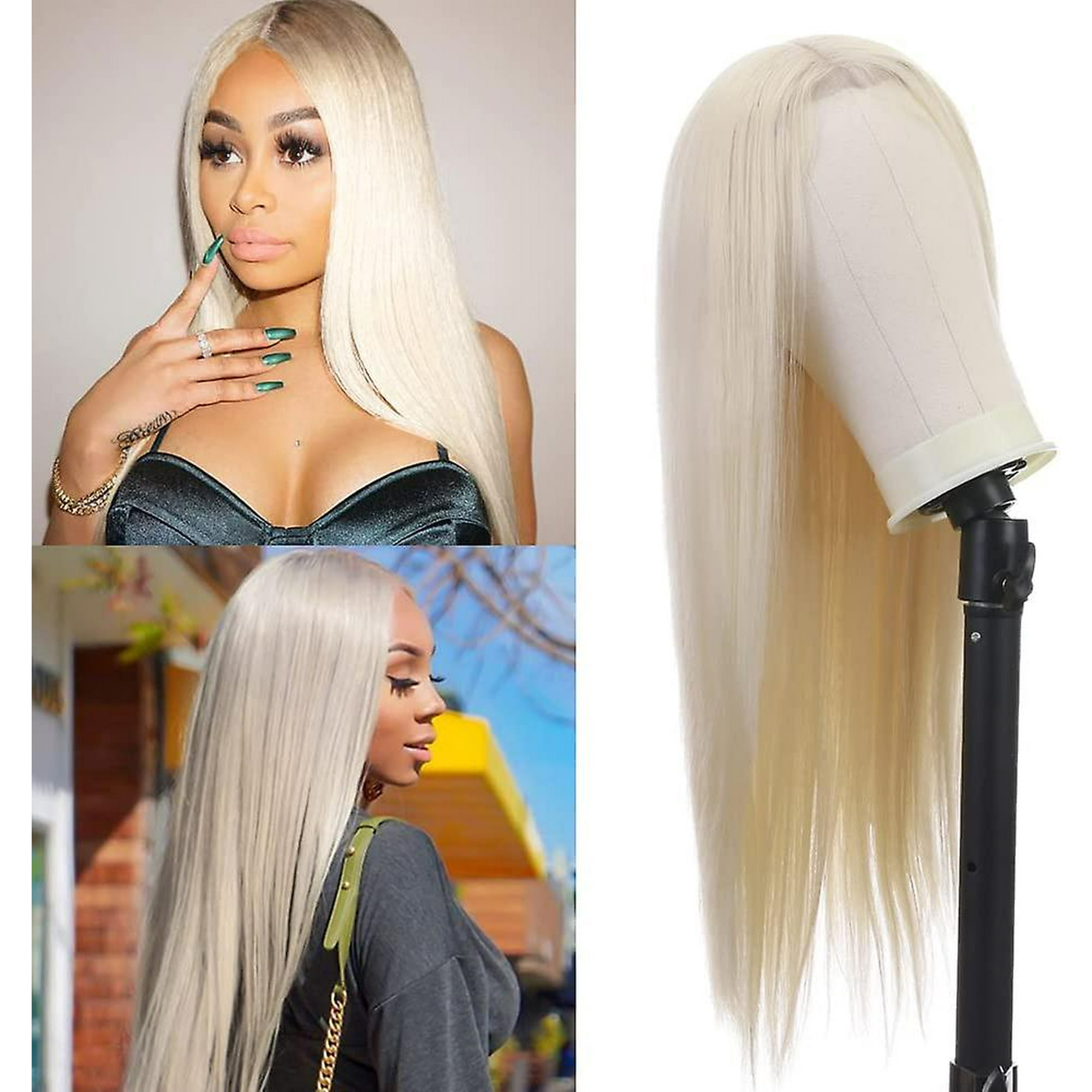 Yeater Blonde Wig Long Blonde Synthetic Lace Front Wigs Silky Straight 4x4 Lace Platinum Blonde Wig