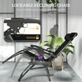 thumbnail image 3 of Outsunny Zero Gravity Lounge Chair Set of 2 Reclining Folding Outdoor Lounge Chairs with Cushion, Headrest, and Side Tray for Patio Beach, Black, 3 of 9