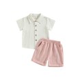 thumbnail image 2 of Musuos Kids Boys Summer Outfits 6 12 18 24M 3 4Y Short Sleeve Turn-Down Collar Shirts and Elastic Waist Shorts Toddler Clothes Set, 2 of 10