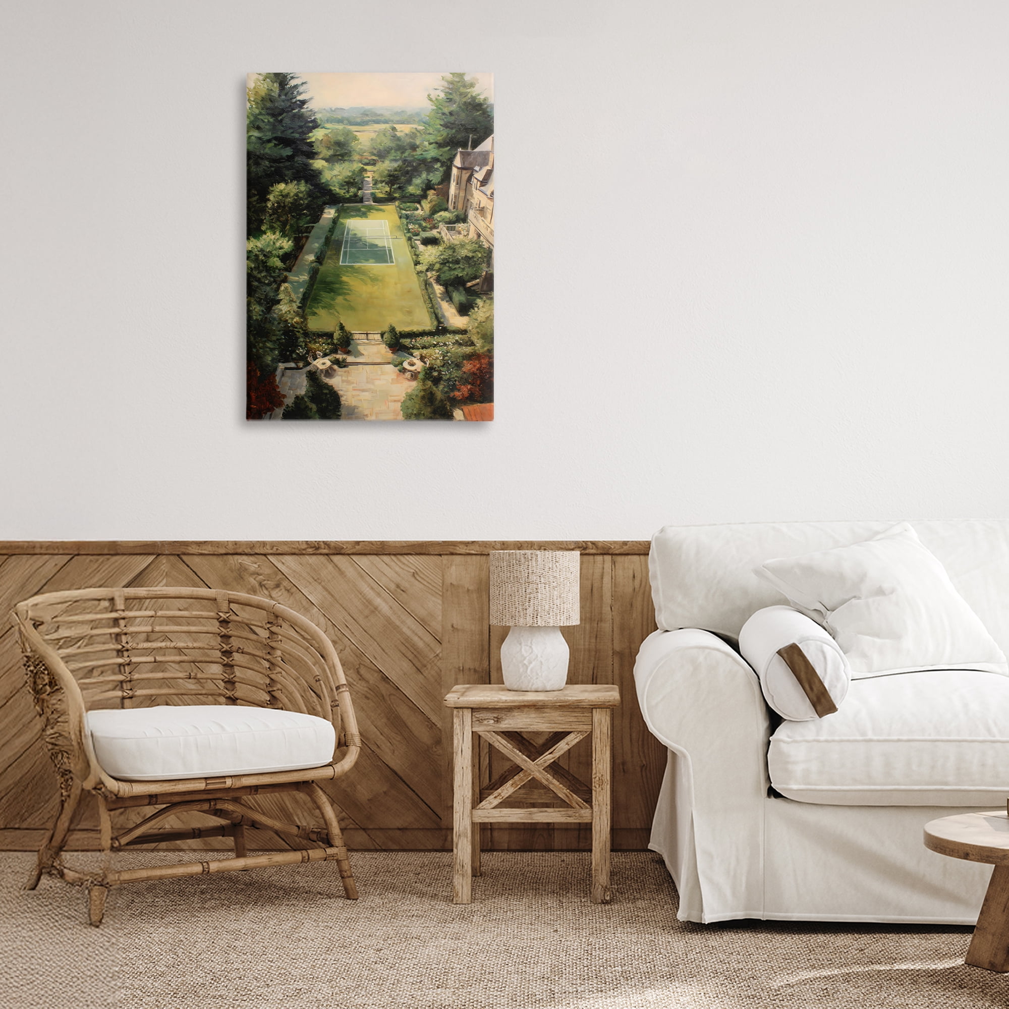 Stupell Industries Vintage Tennis At The Manor Canvas Wall Art, design by Petal Prints Design