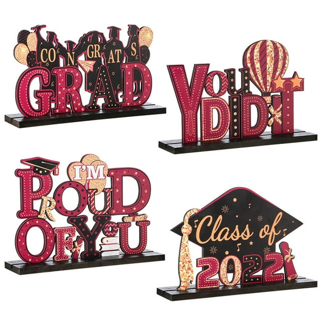 piezas Clase de 2022 Decoraciones para fiesta de graduación Felicitaciones de graduación de madera Centros de mesa Artículos para recuerdos de fiesta
