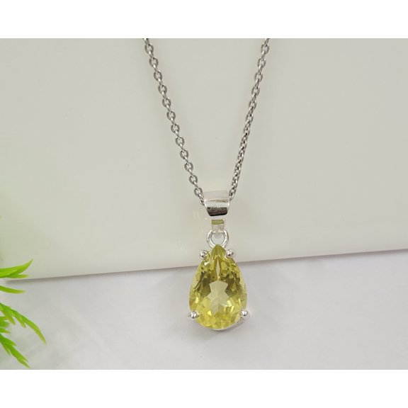 Natural Lemon Quartz Pendant Yellow Statement Pendant For Her-Huge For Anniversary Gift