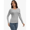 thumbnail image 5 of Womens Long Sleeve Stretch Crew neck T-Shirt Fitted Casual Basic Tops, 5 of 6