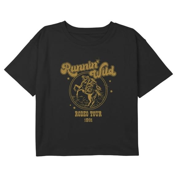 Girl's Lost Gods Runnin' Wild Rodeo Tour Logo Graphic Cropped T-Shirt Black Small