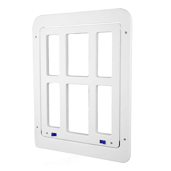 Screen Door 13.4inchX17.3inch Door with Magnetic Flap Lockable Dog Door for /Door, Window and Porch - White
