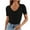 Black, variant on fatyb Womens Ribbed T Shirts Slim V Neck Basic Knit Tees Short Sleeve Solid Color Casual Summer Tops