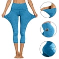 thumbnail image 6 of VV AVEORS Capri Leggings For Women Summer Stretch Capris High Waisted Pant Quick Dry Soft Workout Yoga Pants With Pockets Plus Size Sky Blue L, 6 of 6