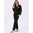 thumbnail image 2 of DARING DIVA Pajama Sets Lace Trim Elastic Waist Pant Loungewear S Black, 2 of 7