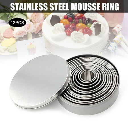 

Ringshlar 12PCS Round Pastry / Cookie Cutter Set Stainless Steel Stencils Pastry Donut Doughnut Cutter Circle Baking Tool