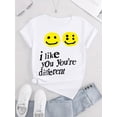 thumbnail image 2 of Breezy Style, Women's Casual joyful Face Graphic Tee - Comfy Crew Neck Short Sleeve T-Shirt, Perfect for Summer & Sports, 2 of 6