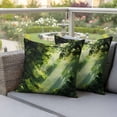 thumbnail image 4 of Spring Forest Pillow Covers 2 Pack Oil Painting Spring Sunlight Green Trees Plant Forest Pillowcase Waterproof Outdoor Throw Pillow Cover for Patio Garden Square Cushion 20”x20”, 4 of 9