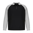 thumbnail image 6 of Men's Quarter Zip Color Block Long Sleeve Sweatshirts Pullover Casual Sweater Slim Fit Mock Neck Fashion Fall 2025 (L, Gray), 6 of 7