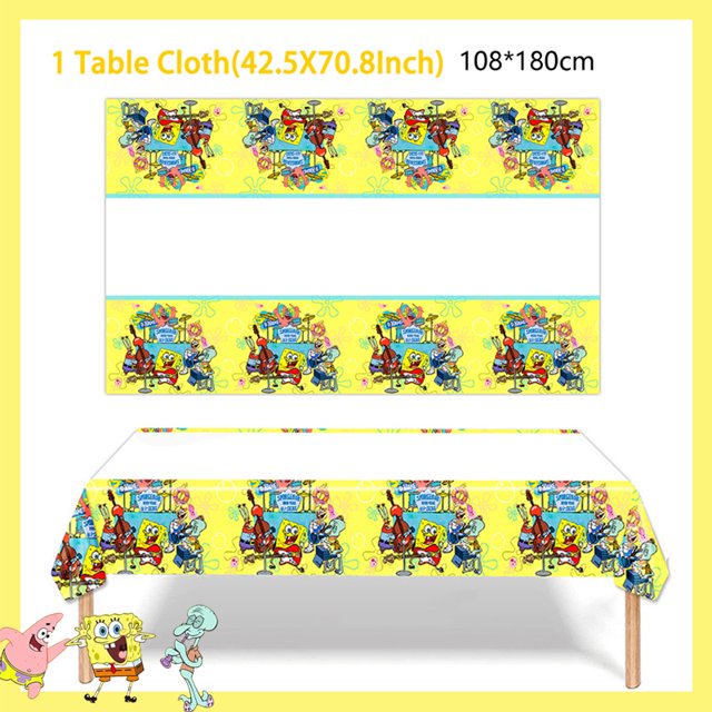 SpongeBob Party Decorations Disposable Tableware Cup Baby Shower Birthday Theme Plate Tablecloth Kids Birthday Party