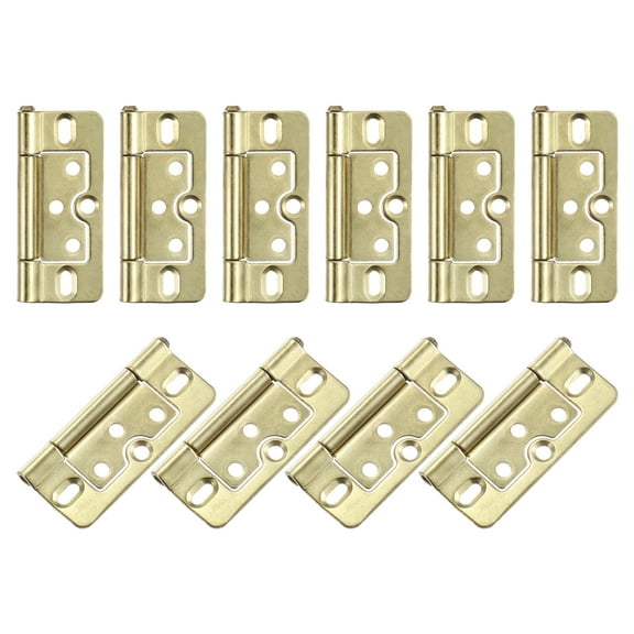 10Pcs 3x1.4 Inch Door Hinge Non-Mortise No Noise Plating, Gold