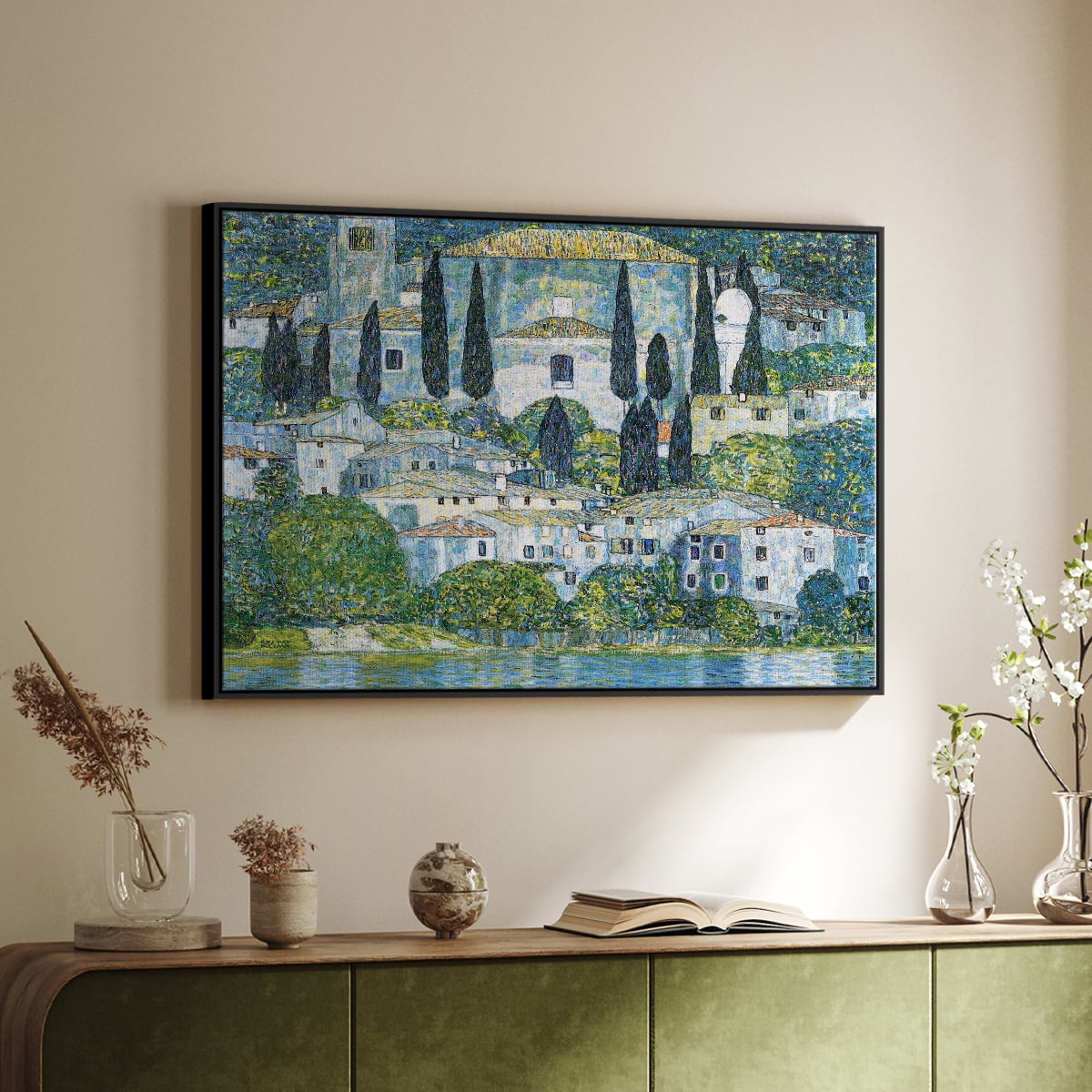 Vintage Landscape-CXIII By Wexford Home Framed in Black Wood Gallery Wrapped Canvas 17 in. x 25 in.