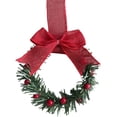 thumbnail image 2 of Small Christmas Kitchen Cabinet Wreaths with Ribbon, 8.66 Inch Mini Wreath with Red Ribbon Bow & Berry, Small Kitchen Window Door Decor, Xmas Holiday Cabinet Hanging Ornament, 2 of 6