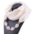 thumbnail image 2 of Ediodpoh Women's Linen Necklace Pendant Scarf Ethnic Style Soft Resin Pendant Neck Wrap Bohemian Fashion Accessory Beige, 2 of 3