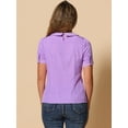 thumbnail image 4 of DARING DIVA Women's Peter Pan Collar Polka Dots Short Sleeve Tops M Light Purple, 4 of 6