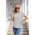 thumbnail image 2 of Sherrylily Women Summer Casual Short Sleeve T Shirts Crew Neck Tee Striped Tops, 2 of 6
