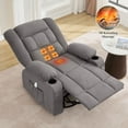 thumbnail image 4 of HSUNNS 360°Swivel Recliner Chair for Adults, Living Room Recliner Chair with 4-Point 3D Kneading Massage and Heat, Rocking Swivel Chair with USB Port, Cup Holders, Gray, 4 of 13