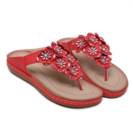

DAFENGEA Women s Arch Support Flip Flops Comfortable Thong Sandals Beach Casual Indoor Outdoor Walking Summer Shoes T-Strap Orthotic Bohemia Casual Wedge Sandals