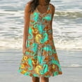 thumbnail image 2 of Sexlip Womens Tropical Print Mini Dress V Neck Design Lightweight Fabric Relaxed Silhouette for Beach Days Green M, 2 of 5