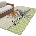 thumbnail image 2 of 3'x5' Area Rugs, Watercolor Flowers Indoor Outdoor Area Rug for Living Room Bedroom, Spring Floral Sage Green Stripes Check Washable Bathroom Rugs Kitchen Floor Carpet Mats Home Decor Aesthetic, 2 of 8