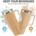 thumbnail image 5 of Bamboo Tumbler Bamboo Patterned Tumbler Vacuum Insulated 40oz Tumbler with Handle, 5 of 5