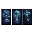 thumbnail image 2 of Designart "Chinese Blue and White Floral Pattern I" Floral Wall Art Set Of 3 - Traditional Blue Canvas Set For Living Room Decor, 2 of 6
