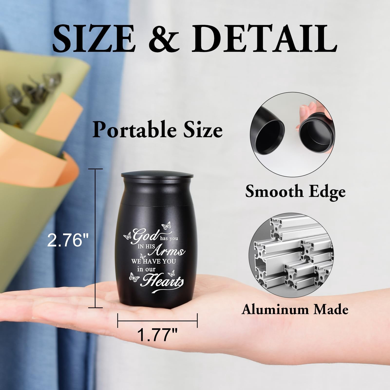 3 Inches Small Keepsake Cremation Urn for Human / Pet Ashes Mini Cremation Urns Memorial Ashes Urn Mini Urn Stainless Steel Ashes Holder Small Ash Urn for Ashes