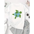 thumbnail image 2 of Camiseta de Mujer de Verano BásicaWomen's Casual T-Shirt | Earth Turtle Graphic Print | Round Neck, Short Sleeve | Polyester Blend | Machine Washable | All-Season Comfort Fit | Stylish & High-Qualit, 2 of 6