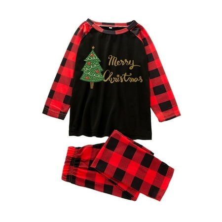 

KEJIG Stylish Christmas Children Kids Printed Letter Top+Pants Xmas Family Clothes Pajamas