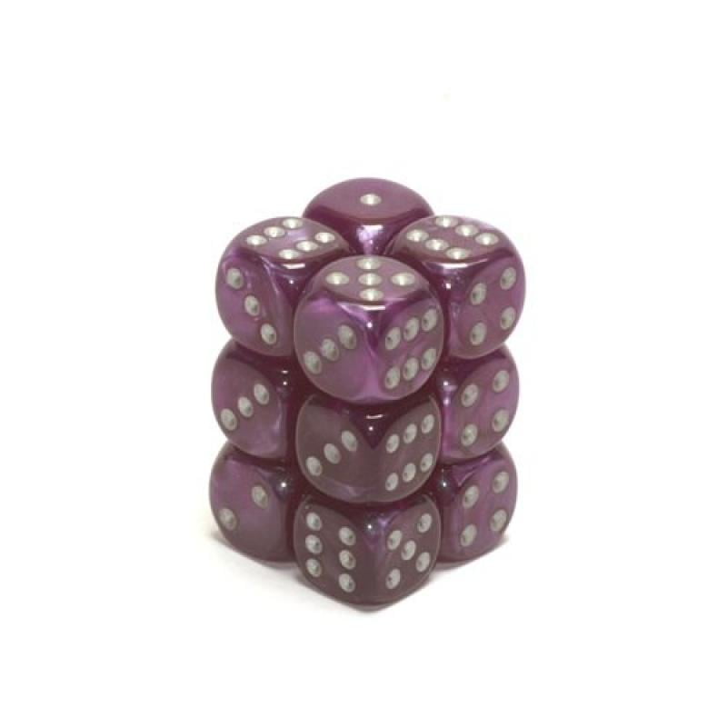 Chessex Dice d6 Sets Velvet Purple With Silver 16mm Six Sided Die