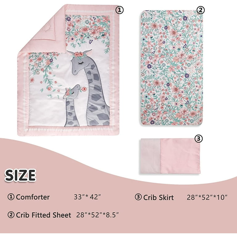Pink giraffe top baby bedding