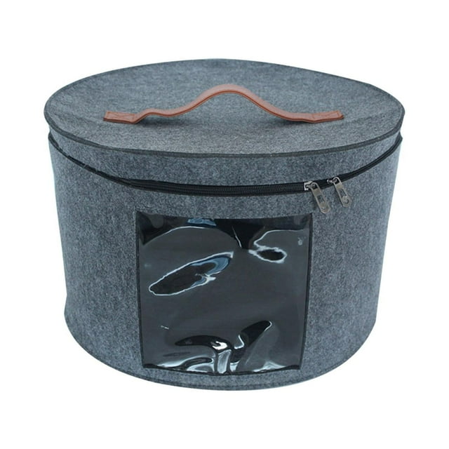 Caja organizadora de sombreros redonda de fieltro para sala de estar Gris Grande