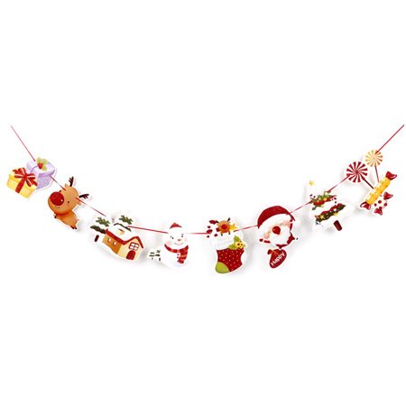 Merry Christmas Banner Decoration Hanging Flag Santa Snowman