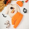 thumbnail image 4 of mgoYE Halloween Outfit for Boy 4T My First Halloween Baby Boy Outfit Long Sleeve Pumpkin Romper Pants Set with Beanie Hat Newborn Boy Fall Clothes(Orange,6-12 Months), 4 of 4