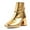 Gold, variant on XYD Women Fashion Block Short Heel Ankle Chain Strap Boots Square Almond Toe Side Zip Booties Dressy Shoes Size 7 Black Silver