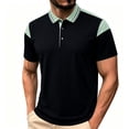 thumbnail image 2 of TKKCS Mens Color Block Performance Polo Shirts- Stretch Summer Business Casual Breathable Regular Fit Short Sleeve Polo Black Size XL, 2 of 5