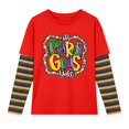 thumbnail image 2 of Unisex Kids Mardi Gras Shirts Boys Girls Striped Long Sleeve Shirt Funny Graphic Tee Tops Spring Summer Fashion Clothes Red 2-3 Years, 2 of 5