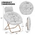 thumbnail image 2 of MoNiBloom Set of 2 Cozy Chairs with Pillow, Modern Comfy Folding Lounge Saucer Chair Moon Chair for Home Bedroom, White, 2 of 11