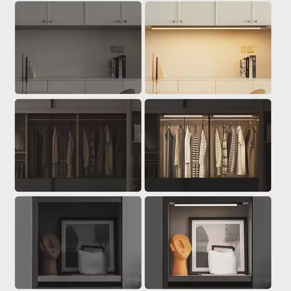 Night Light Motion Sensor Light Wireless USB Under Cabinet Light For Cabinet Bedroom Wardrobe Indoor Lighting 3color in One Lamp
