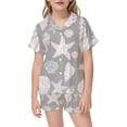 thumbnail image 2 of JAJAHO Girls Satin Pajama Sets Cute Ocean Animal Print Summer Sleepwear Short Sleeve Button Up Shirts And Shorts 2 Piece Set 2-13Y, 2 of 4